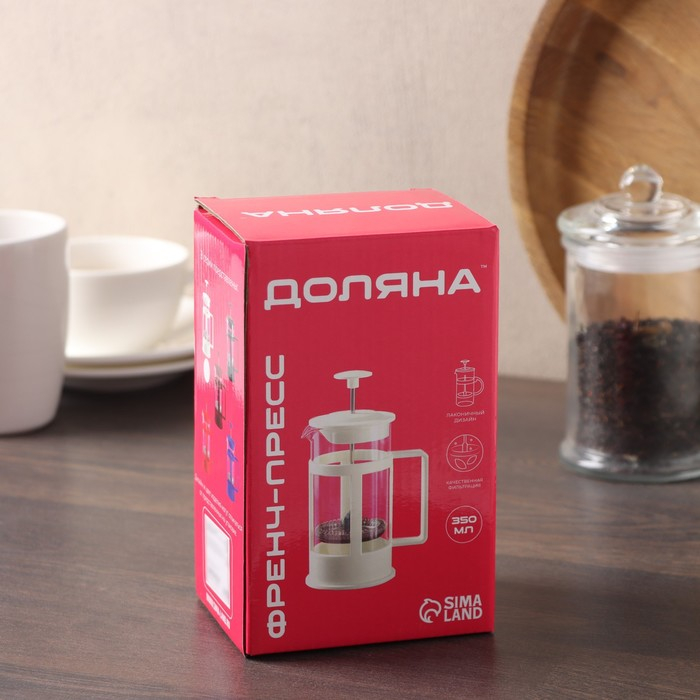 Чайник заварочный френч - пресс Доляна «Гарсон», 350 мл, стекло, цвет молочный Чайник заварочный френч - пресс Доляна «Гарсон», 350 мл, стекло, цвет молочный