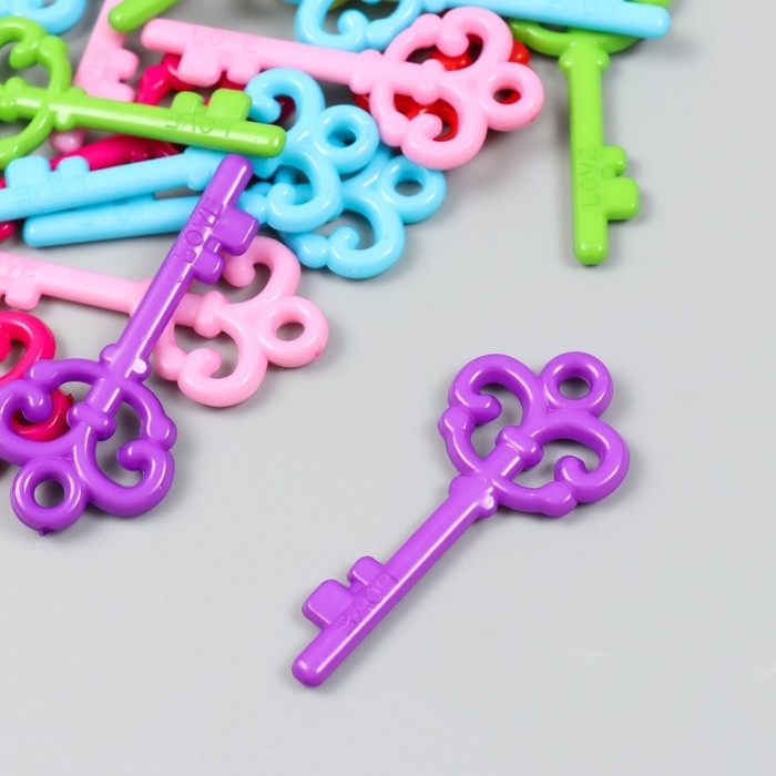 Декор для творчества пластик Декор для творчества пластик "Ключики цветные" набор 20 шт 0,4х2,8х6,1 см