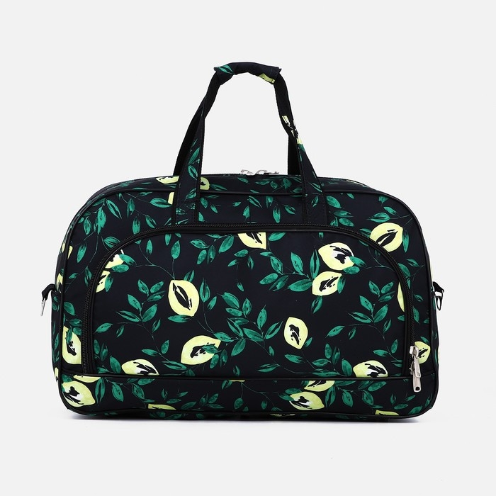 Сумка дорожная на молнии, 2 наружных кармана, длинный ремень, цвет чёрный/зелёный Сумка дорожная на молнии, 2 наружных кармана, длинный ремень, цвет чёрный/зелёный