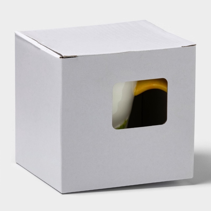 Кружка «Тюльпан», 350 мл, жёлтый цветок, керамика, белая Кружка «Тюльпан», 350 мл, жёлтый цветок, керамика, белая