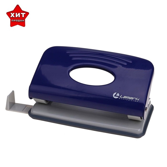 Дырокол с линейкой 10 листов, Lamark Metallic, синий Дырокол с линейкой 10 листов, Lamark Metallic, синий