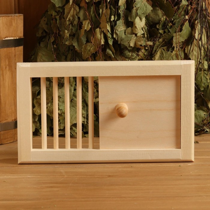 Вентиляционная крышка из липы, 30х17см, с задвижкой, Вентиляционная крышка из липы, 30х17см, с задвижкой, "Добропаровъ"