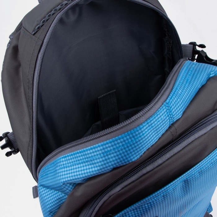 Рюкзак туристический на молнии, 22/27 л, 3 наружных кармана, с расширением, цвет голубой Рюкзак туристический на молнии, 22/27 л, 3 наружных кармана, с расширением, цвет голубой