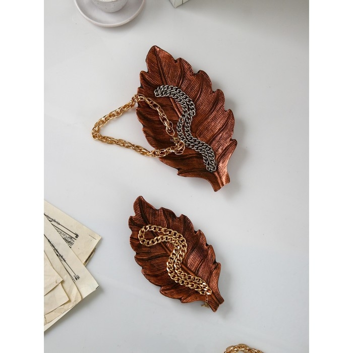 Набор органайзеров «Лист №1», полистоун, 2 шт, цвет медь Набор органайзеров «Лист №1», полистоун, 2 шт, цвет медь