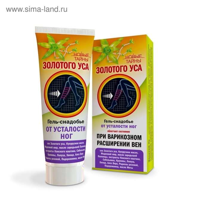 Гель-снадобье  Гель-снадобье "Новые тайны Золотого уса", при тяжести в ногах и варикозном расширении вен, 75 мл