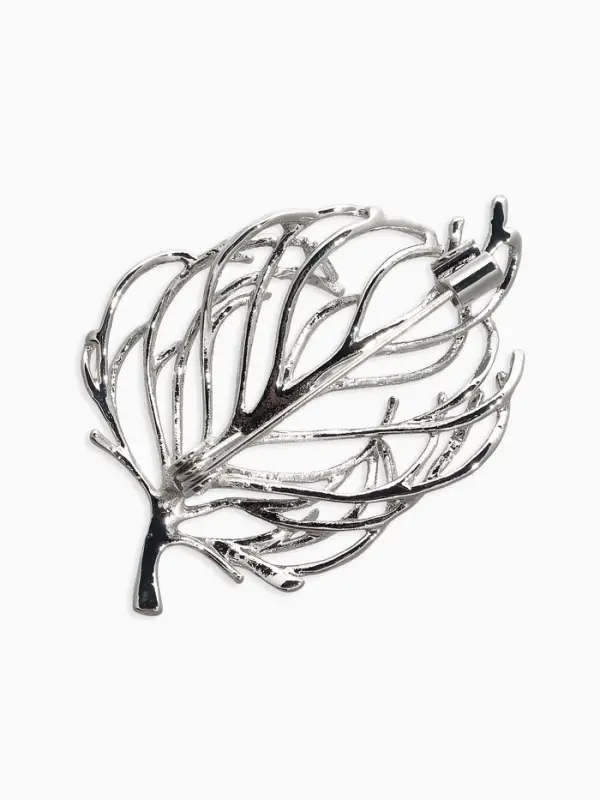 Брошь  Брошь "Лист" веточка, цвет серебро