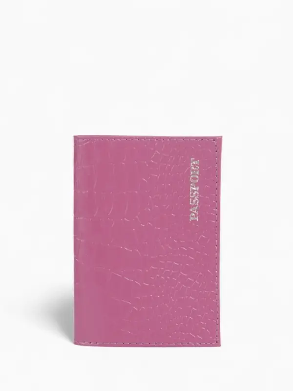 Обложка для паспорта, натуральная кожа, тиснение фольгой, сиреневая