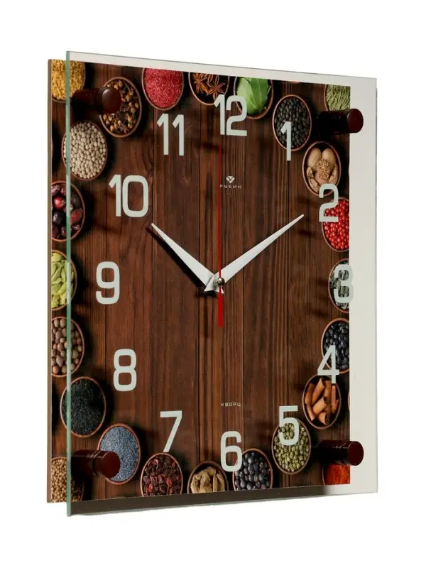 Часы настенные интерьерные &laquo;Специи&raquo;, серия: Кухня, бесшумные, плавный ход, 25&times;25 см, от батарейки 1&times;АА