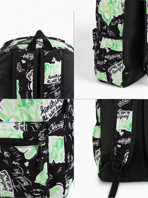 Рюкзак школьный, 1 отделение, 3 кармана, 30&times;13&times;42 см, зелёный