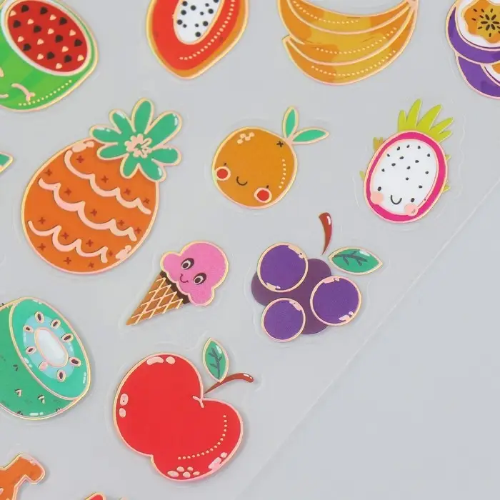 Наклейка пластик "Фрукты" с золотом 10,2х20,5 см