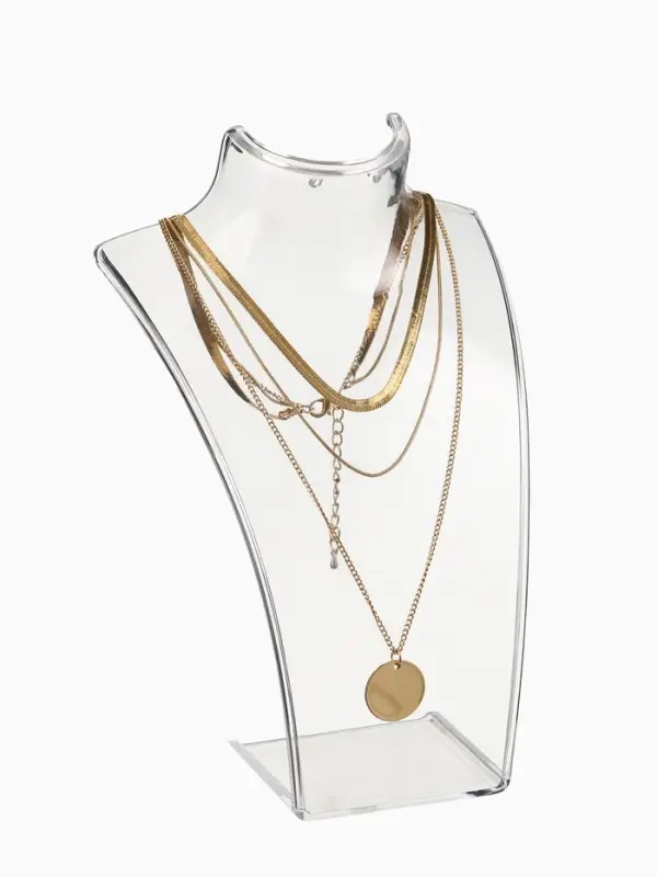 Бюст для украшений с отверстиями для серёжек QF, 13.5&times;10.5&times;20 см, h=20 см, прозрачный, глянцевый