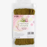 Нитки мулине №831, 8&plusmn;1 м, набор 6 шт., оливковые