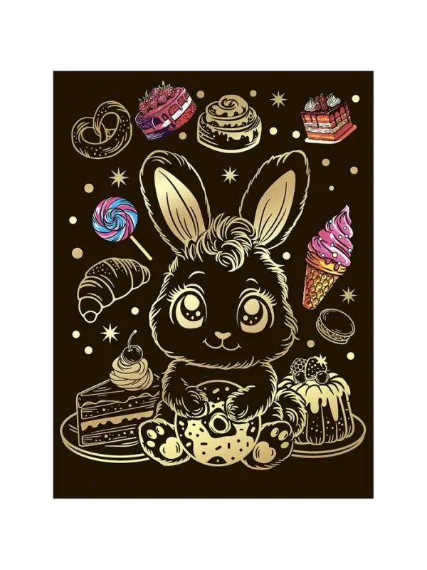 Гравюра 18*24 "Котёнок в цветах" (золото) Гр-769