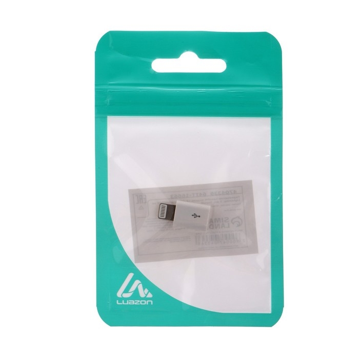 Переходник Luazon LE-015, с microUSB на Lightning, 1 шт, белый Переходник Luazon LE-015, с microUSB на Lightning, 1 шт, белый