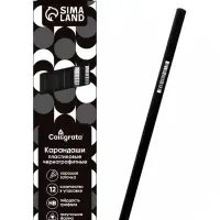 Набор карандашей чернографитных 12 штук, Calligrata Classic, заточенные, пластик, трехгранные, черные