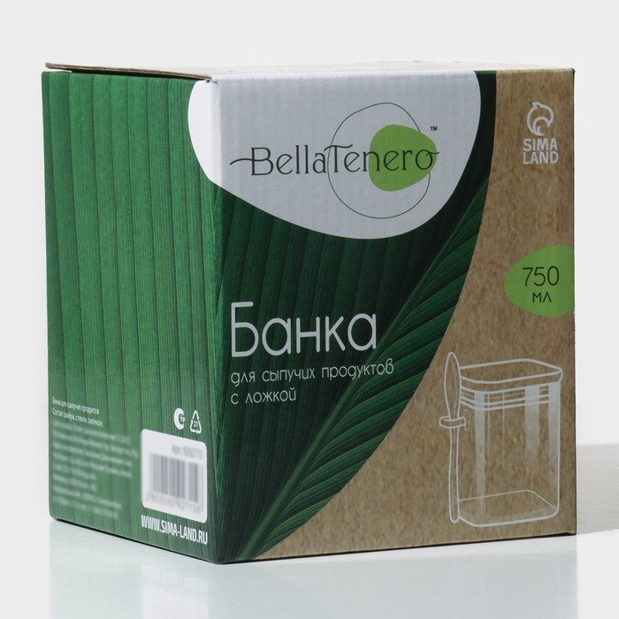 Банка стеклянная для хранения сыпучих продуктов с ложкой BellaTenero «Эко» 750 мл, 10×11 см, с бамбуковой крышкой Банка стеклянная для хранения сыпучих продуктов с ложкой BellaTenero «Эко» 750 мл, 10×11 см, с бамбуковой крышкой
