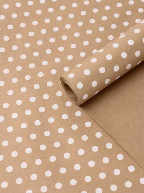 Бумага упаковочная крафт на коричневом Бумага упаковочная крафт на коричневом "Бисер белом", 0,68 х 10 ±5% м, 60 г