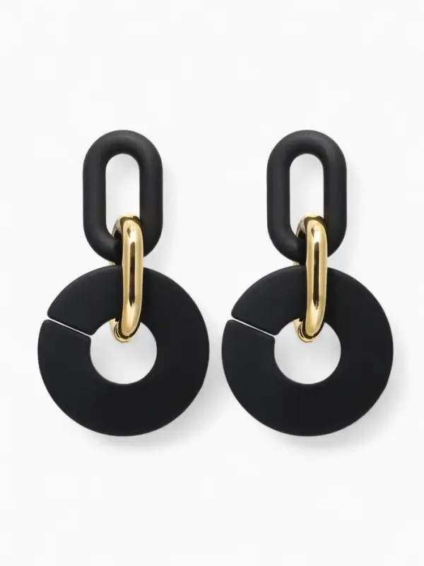 Серьги металл &laquo;Цепь&raquo; кольца, 3 звена, цвет золотисто-чёрный