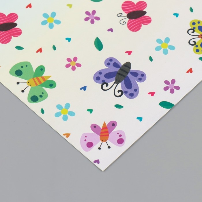 Бумага для скрапбукинга двусторонняя Бумага для скрапбукинга двусторонняя "Бабочки и пончики" плотность 180 гр набор 10 шт 15,5х17 см 1