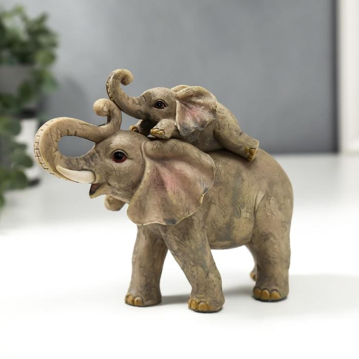 Сувенир полистоун Сувенир полистоун "Слон и слонёнок" набор 2 шт 12,5х6,5х14,5 см