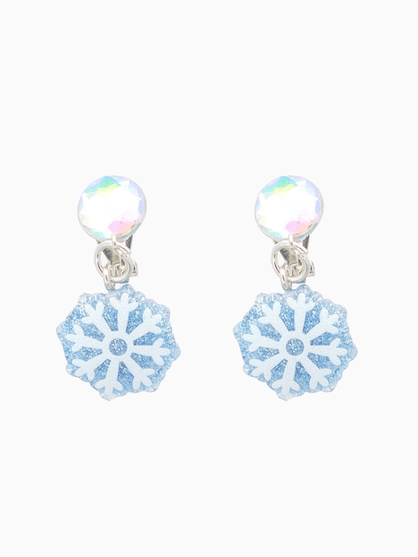 Клипсы детские Клипсы детские "Выбражулька" снежинка, страза, цвет голубо-белый