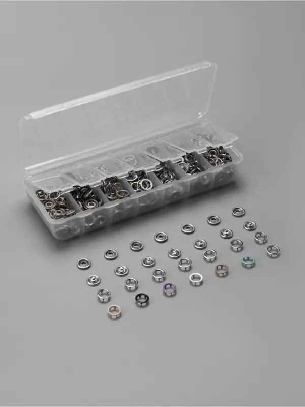 Кнопки рубашечные, открытые, d=9.5 мм, 140 шт., в органайзере