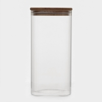 Банка для сыпучих продуктов с бамбуковой крышкой "Эко. Квадрат" 1,6 л, 10х20 см