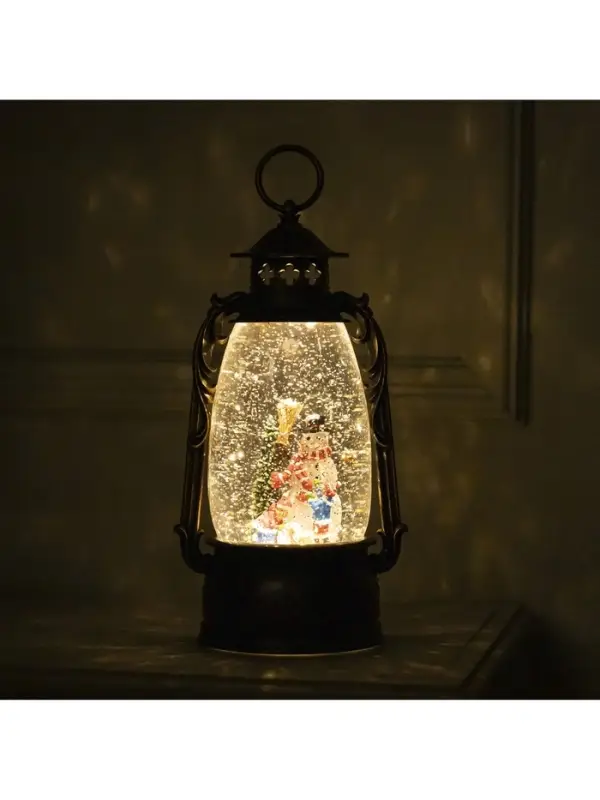 Светодиодная фигура &laquo;Фонарь с детьми и снеговиком&raquo; 15&times;30&times;12.5 см, пластик, от батареек ААх3, USB, свечение тёплое белое