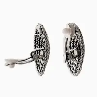 Серьги клипсы для ушей QF &laquo;Гипноз&raquo;, цвет чернёное серебро