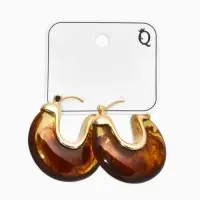 Серьги большие &laquo;Стиль. Подкова&raquo;, акрил, коричневые в золоте