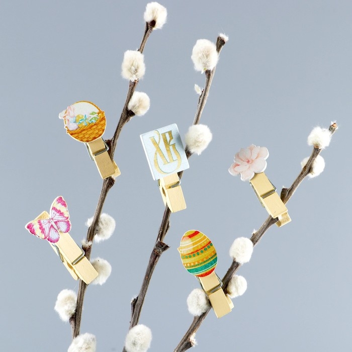 Набор прищепок для украшения вербы &laquo;Со Светлой Пасхой&raquo;, 10 х 12 см.