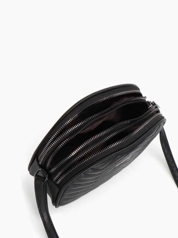 Сумка женская кросс-боди на молнии, 19&times;7&times;15 см, чёрная