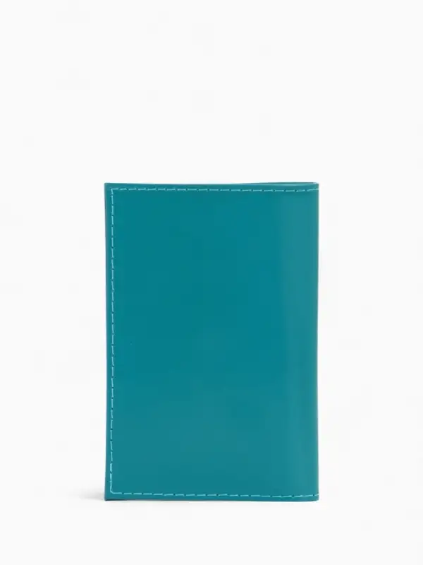 Обложка для паспорта, натуральная кожа, тиснение фольгой, гладкая, бирюзовая