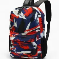 Рюкзак школьный на молнии, с карманами, с принтом, размер 29&times;12&times;42 см, синий/красный