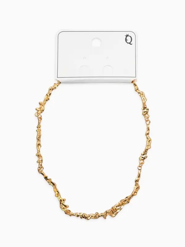 Колье "Мятое" тонкое, цвет золото 35см+ удл