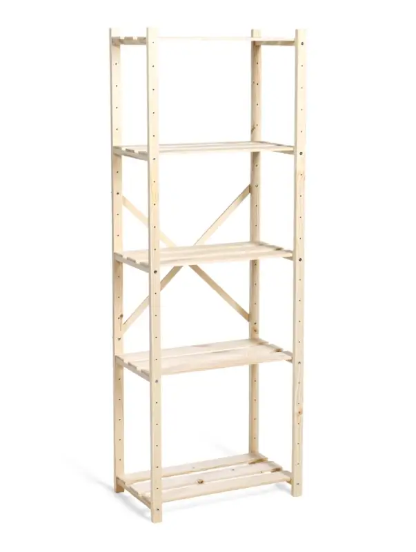 Стеллаж деревянный 5 полок 142 х 50 х 28 см, с регулируемыми полками Стеллаж деревянный 5 полок 142 х 50 х 28 см, с регулируемыми полками