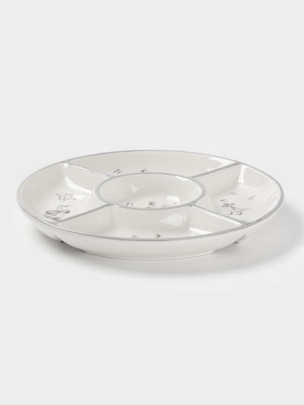 Менажница Доляна  Менажница Доляна "Гуси" цвет белый  5 ячеек 25,5х3 см