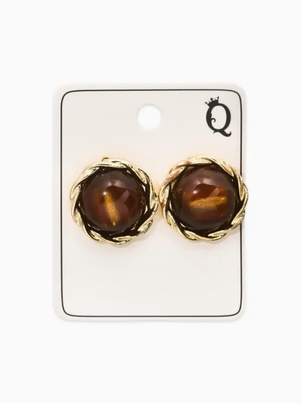 Серьги акрил &laquo;Круг с плетением&raquo;, коричневые в золоте