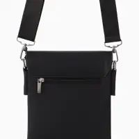 Сумка планшет муж, 19*2*23, 2 отд на молнии,  н/карм, длин рег ремень, черный