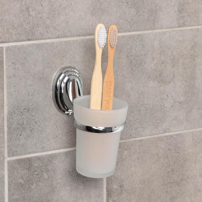 Держатель для зубных щёток, настенный Держатель для зубных щёток, настенный"Accoona A11103", стекло, цвет хром