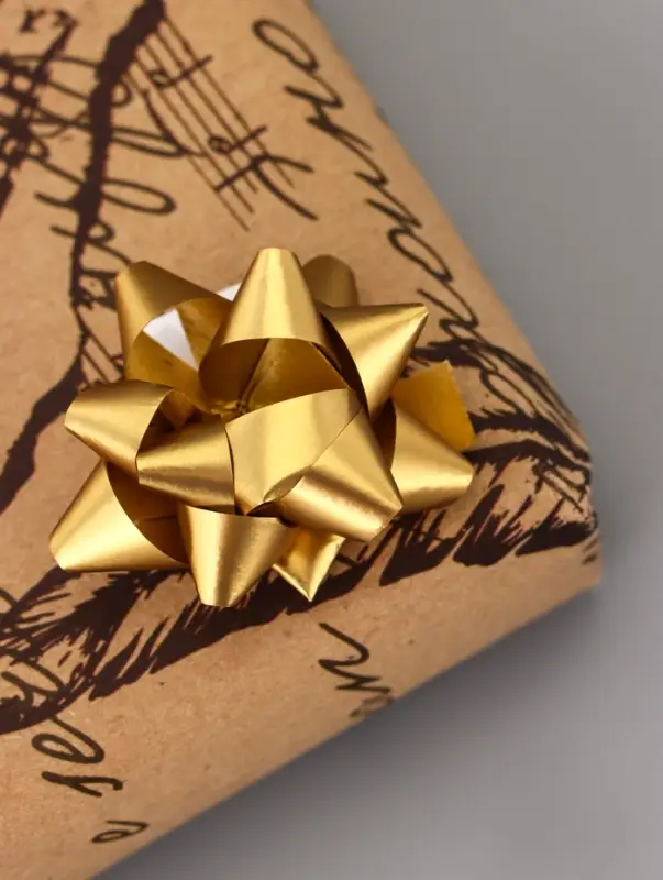 Подарочный Бант - звезда №3.5, простой металлик, для упаковки подарков, МИКС