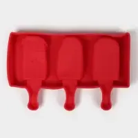 Форма для мороженого &laquo;Эскимо со сладостями&raquo;, силикон, 19.5&times;17.7 см, 3 ячейки (7&times;4.2 см), МИКС