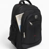 Рюкзак школьный на молнии, с карманами, однотонный, 31&times;14&times;46 см, чёрный