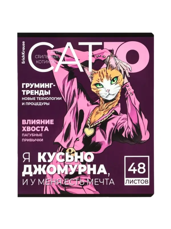 Тетрадь в клетку, 48 листов, ErichKrause Cat.Jo, обложка мелованный картон, МИКС