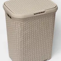 Корзина бельевая &laquo;Ротанг&raquo;, 60 л, 34.6&times;44.5&times;56 см, с крышкой, латте