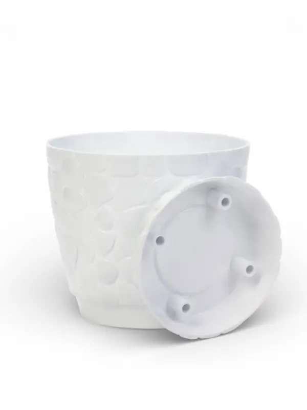 Горшок для цветов с поддоном &laquo;Камешки&raquo;, 3 л, пластиковый, белый
