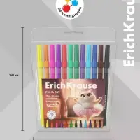 Фломастеры 12 цветов ErichKrause Prima Cat, европодвес