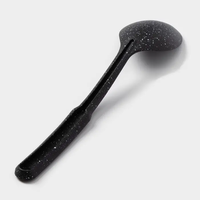 Ложка гарнирная Доляна &laquo;Мрамор&raquo;, 30.5 см, чёрная