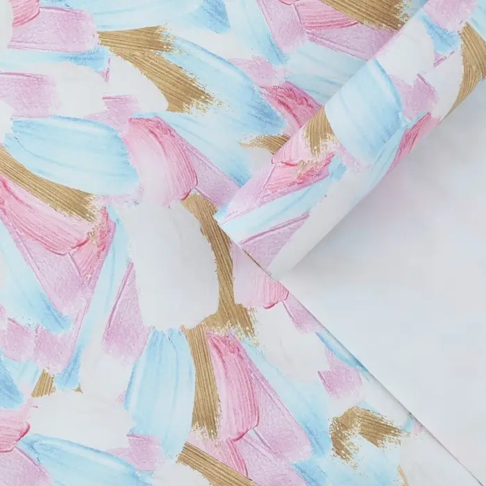 Бумага упаковочная глянцевая «Нежные мазки красок», 100х70 см