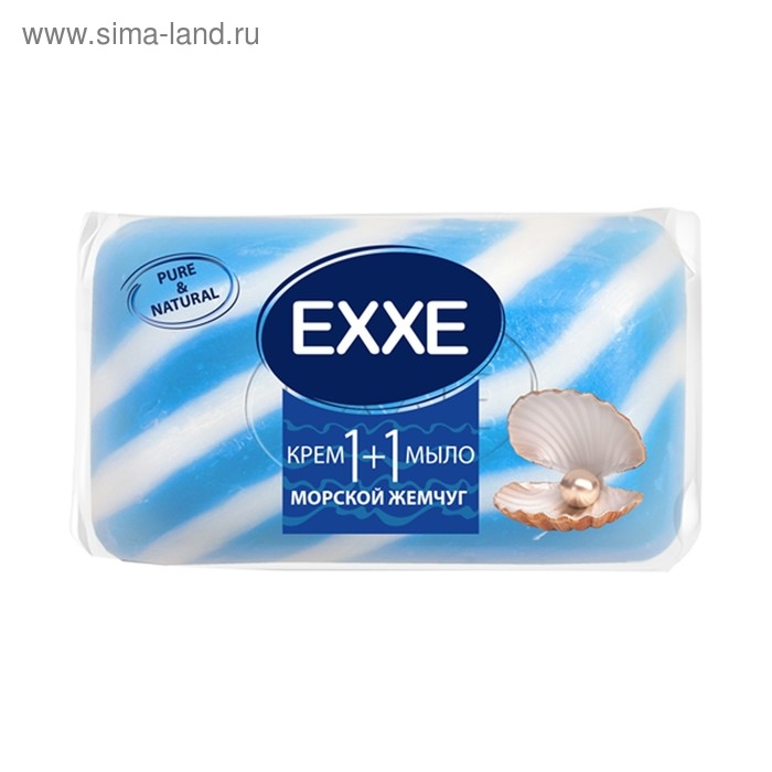 Крем+мыло Exxe, 1+1 "Морской жемчуг", синее полосатое, 80 г